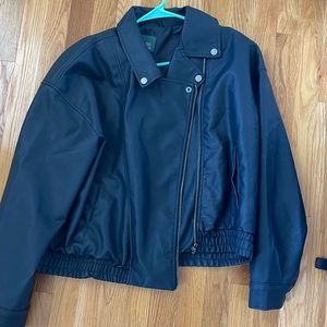 Oversized leather jacket